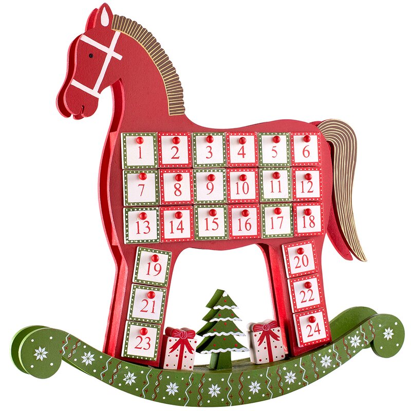 The Seasonal Aisle Wooden Rocking Horse Christmas Advent Calendar